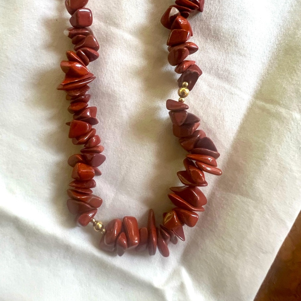 Vintage Brown rock beads with gold accents